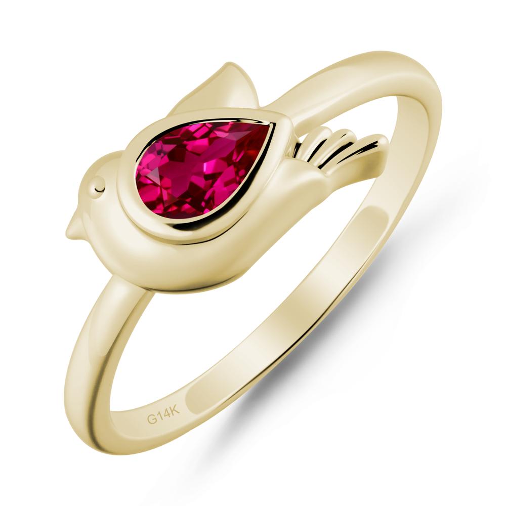 Peace Dove Ruby Ring - LUO Jewelry #metal_14k yellow gold