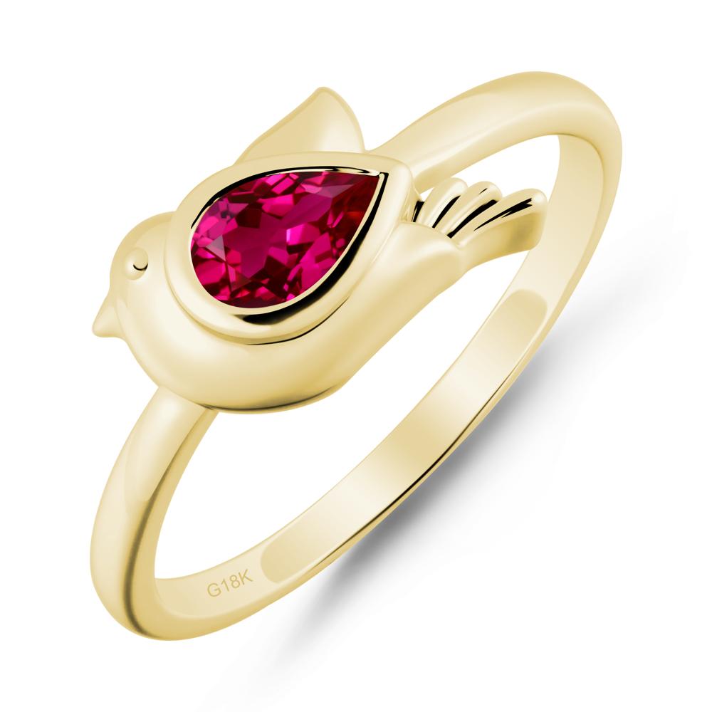 Peace Dove Ruby Ring - LUO Jewelry #metal_18k yellow gold