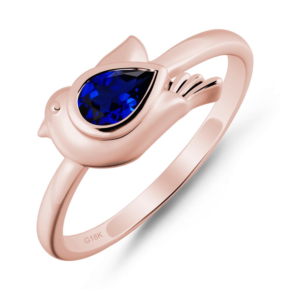 Cute Pigeon Shaped Sapphire Ring - LUO Jewelry #metal_18k rose gold