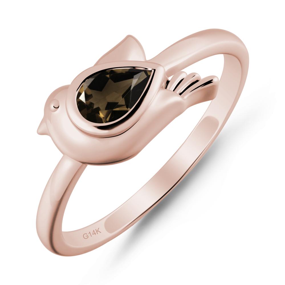 Peace Dove Smoky Quartz Ring - LUO Jewelry #metal_14k rose gold