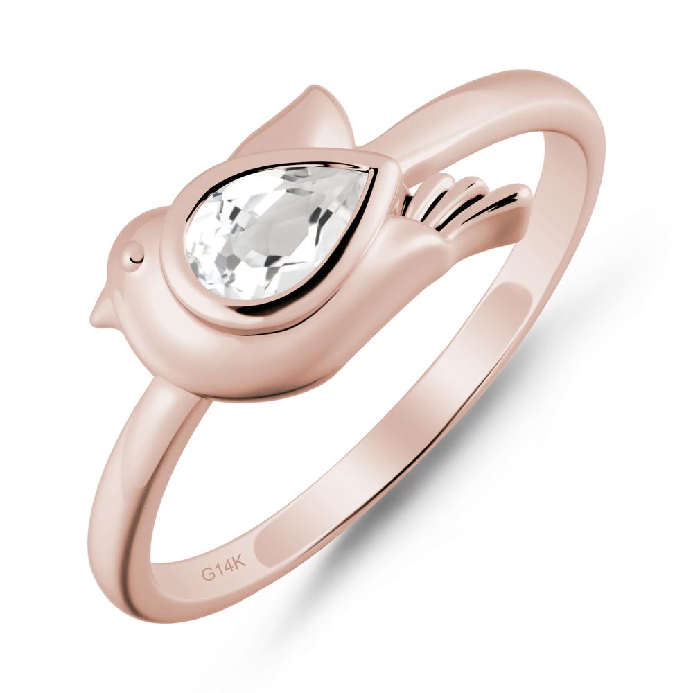 Peace Dove White Topaz Ring - LUO Jewelry #metal_14k rose gold