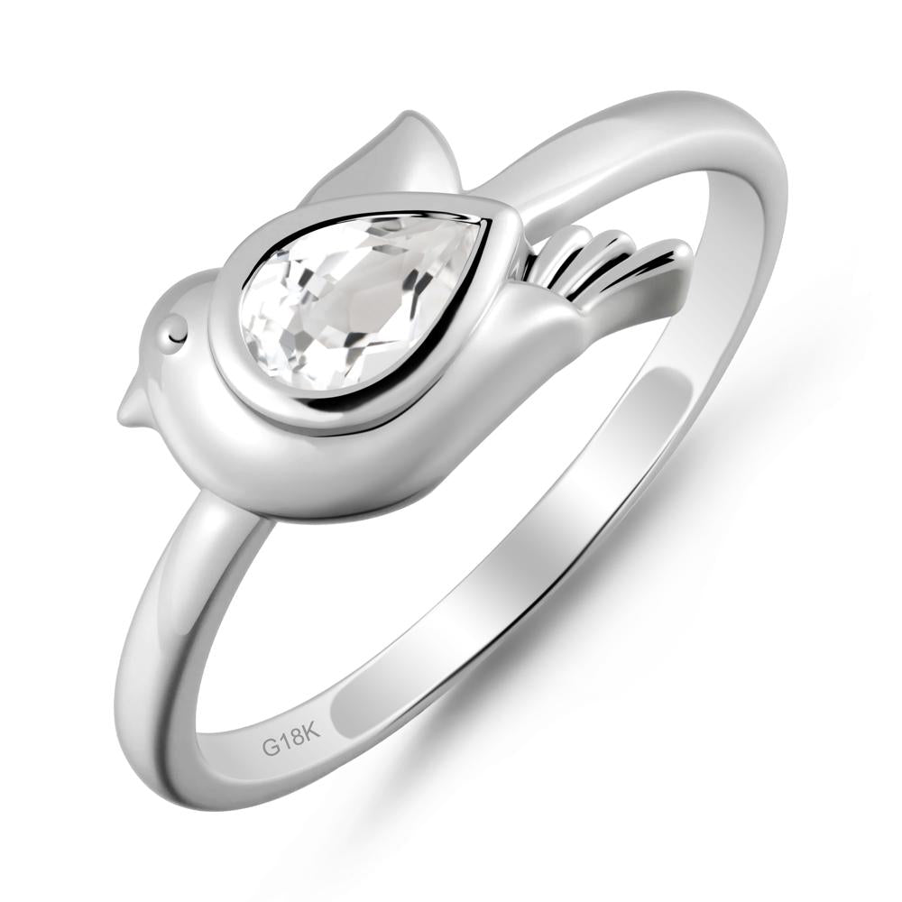 Peace Dove White Topaz Ring - LUO Jewelry #metal_18k white gold
