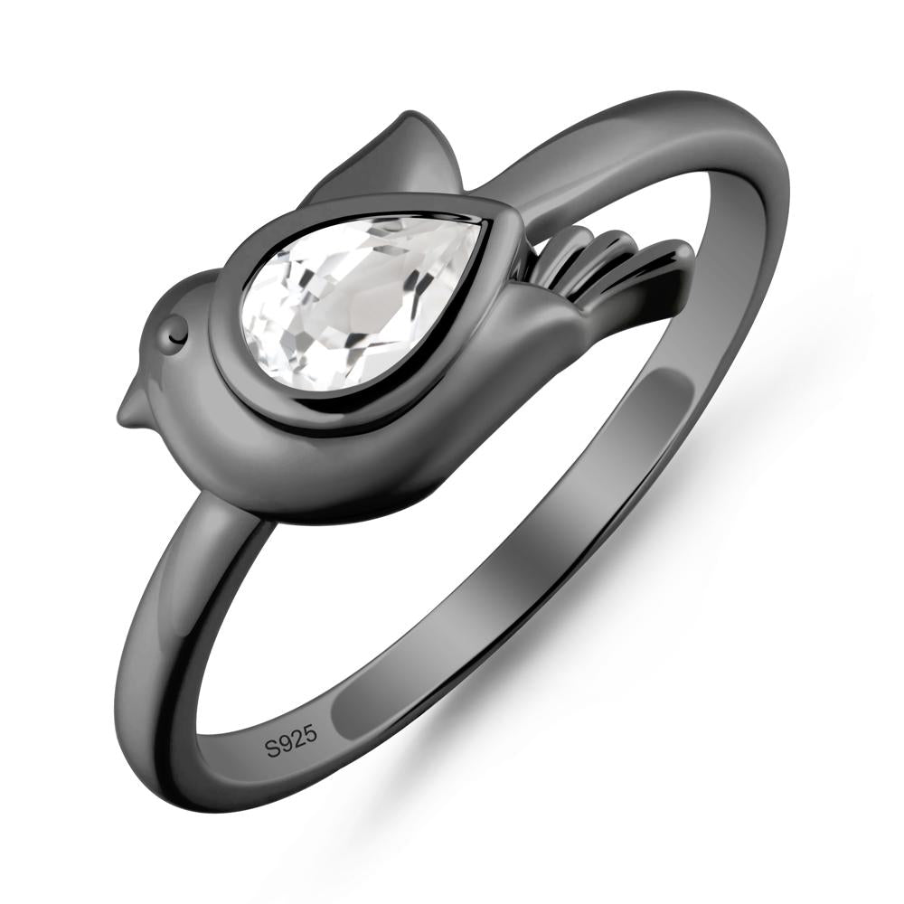 Peace Dove White Topaz Ring - LUO Jewelry #metal_black finish sterling silver