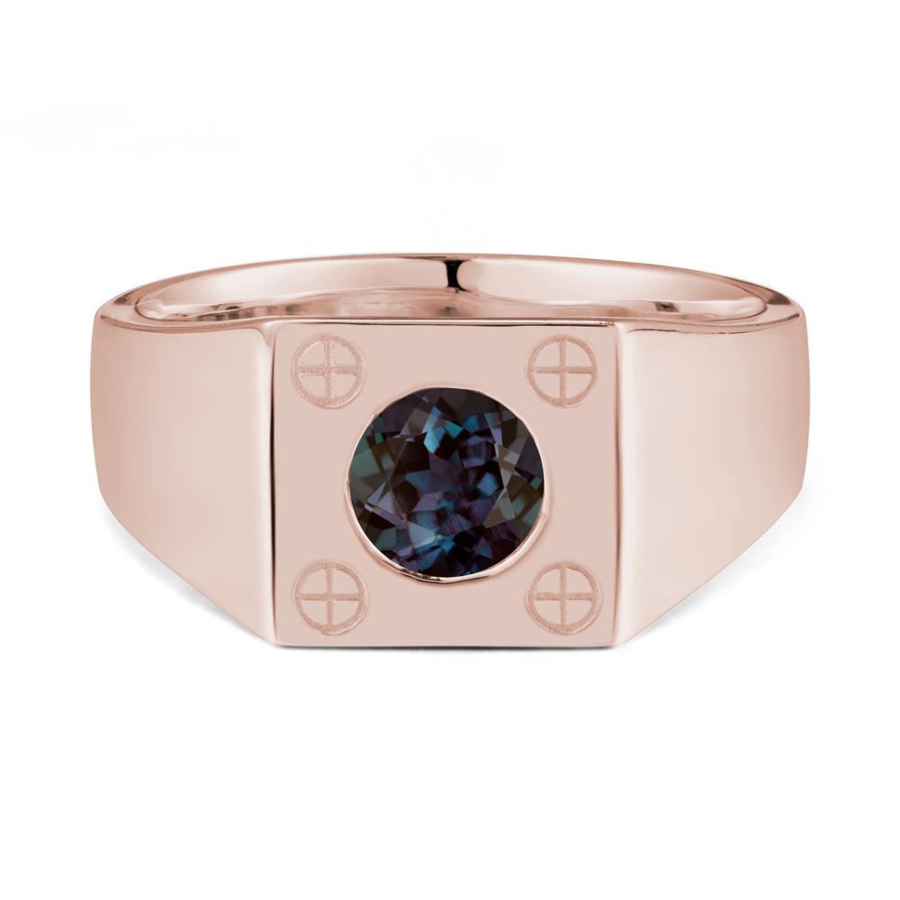 Geometric Wide Band Alexandrite Ring - LUO Jewelry #metal_14k rose gold