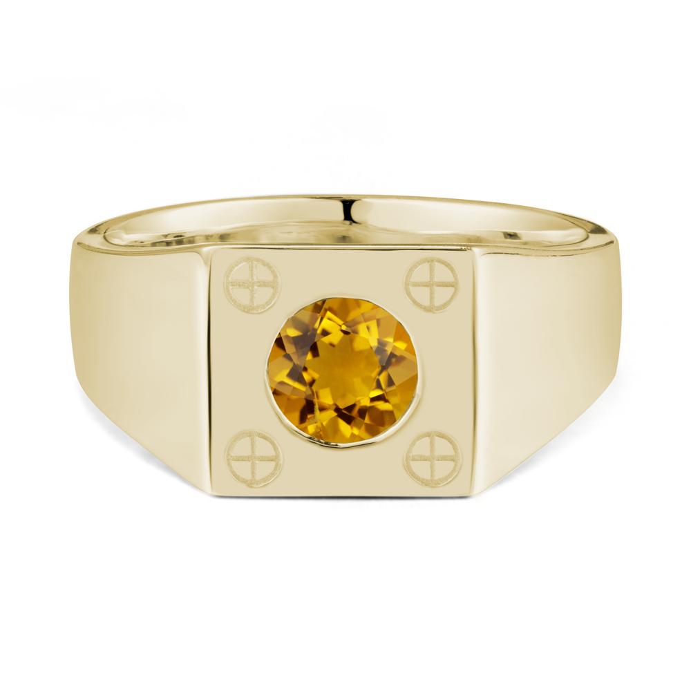 Geometric Wide Band Citrine Ring - LUO Jewelry #metal_14k yellow gold