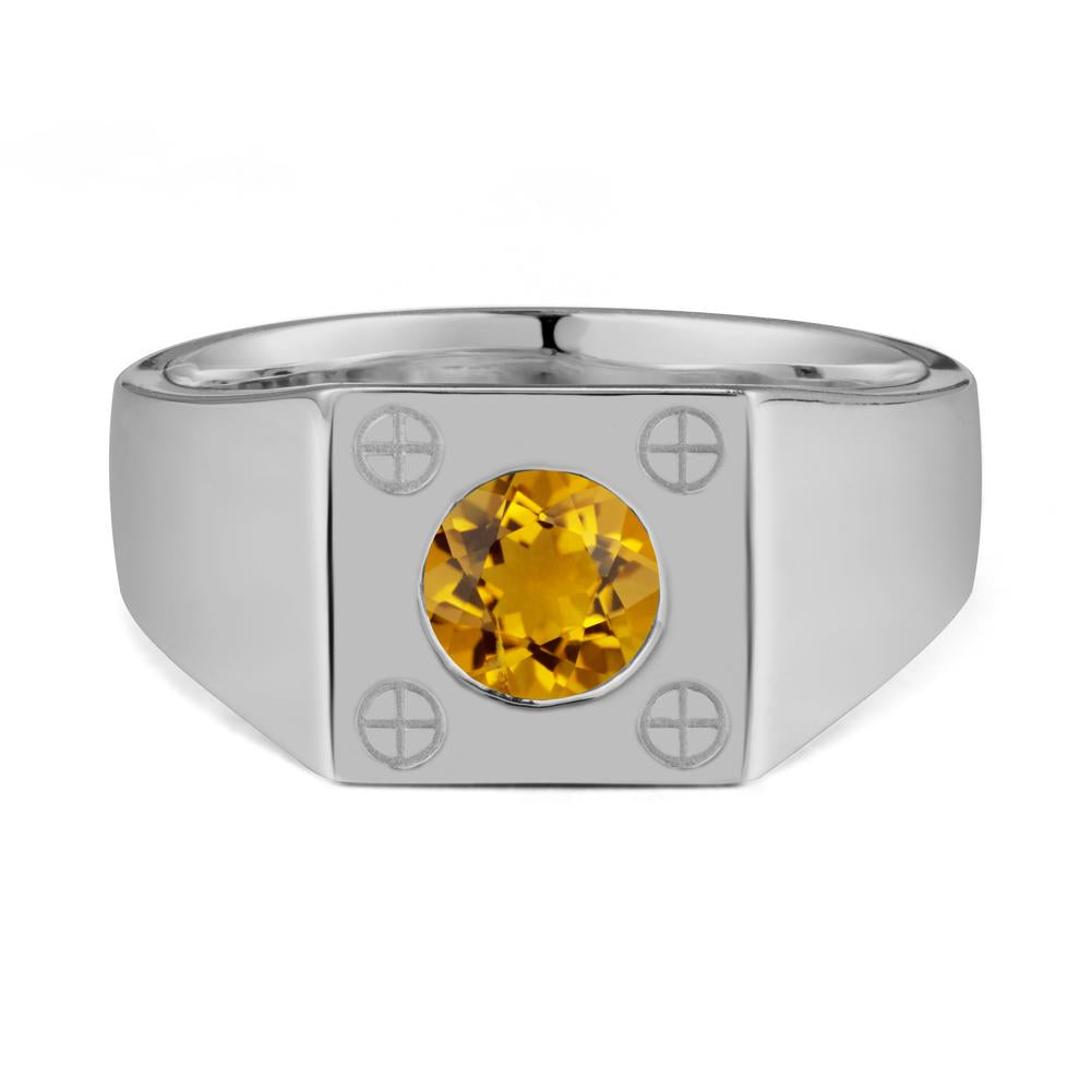 Geometric Wide Band Citrine Ring - LUO Jewelry #metal_platinum