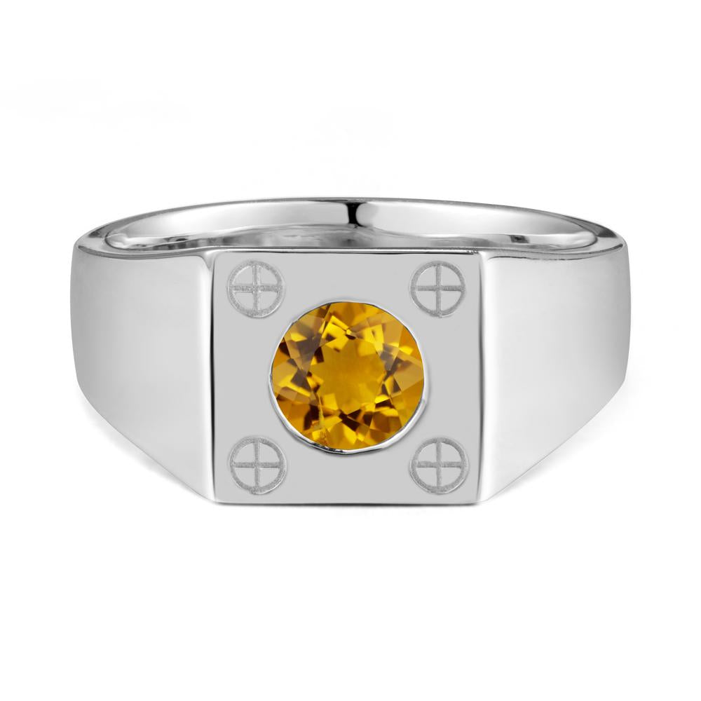 Geometric Wide Band Citrine Ring - LUO Jewelry #metal_sterling silver