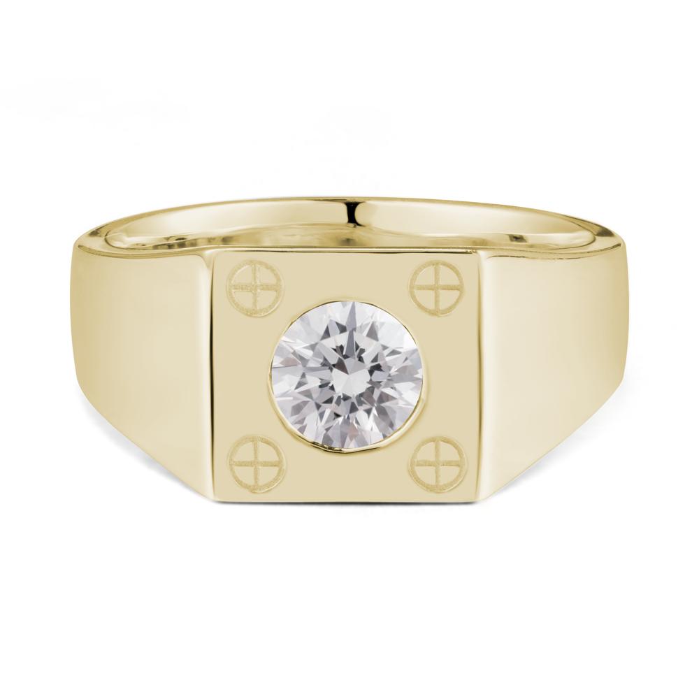 Geometric Wide Band Diamond Ring - LUO Jewelry #metal_14k yellow gold