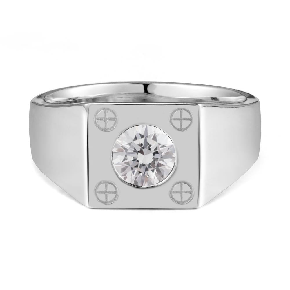 Geometric Wide Band Diamond Ring - LUO Jewelry #metal_18k white gold