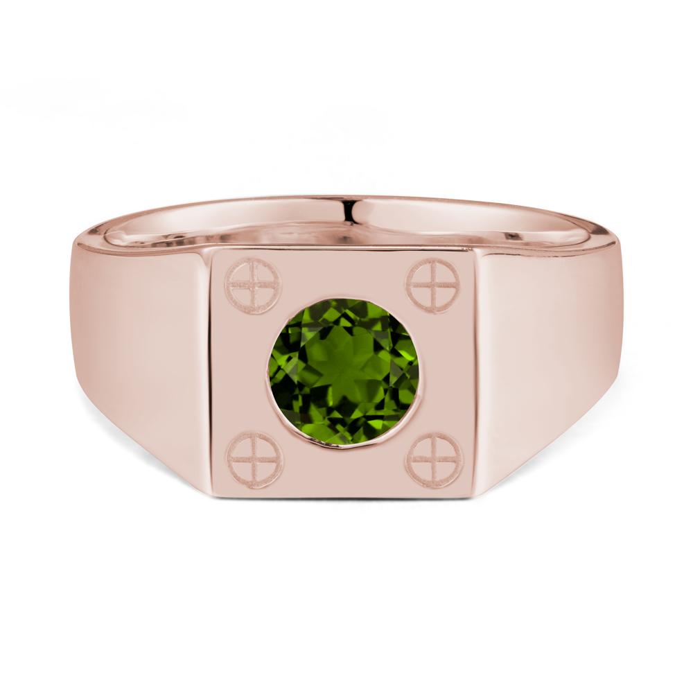 Bezel Setting Round Diopside Ring for Men - LUO Jewelry #metal_14k rose gold