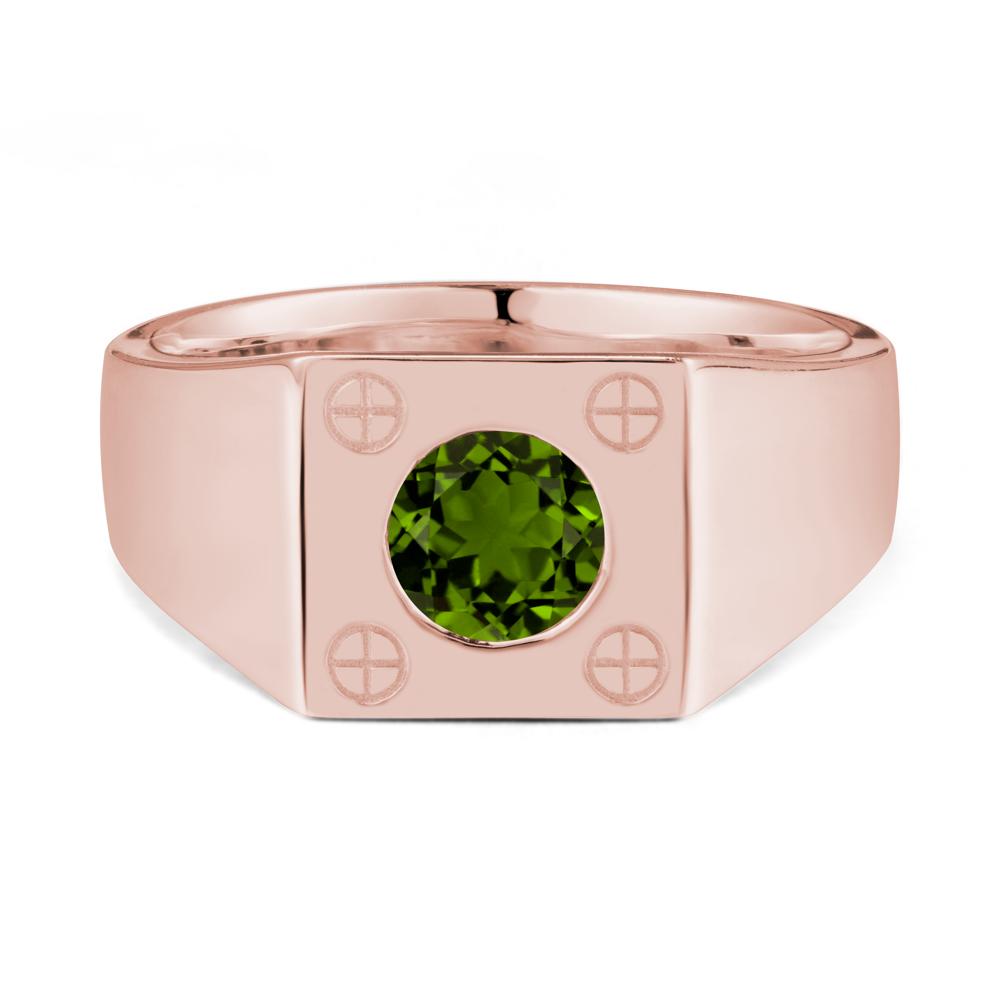 Bezel Setting Round Diopside Ring for Men - LUO Jewelry #metal_18k rose gold