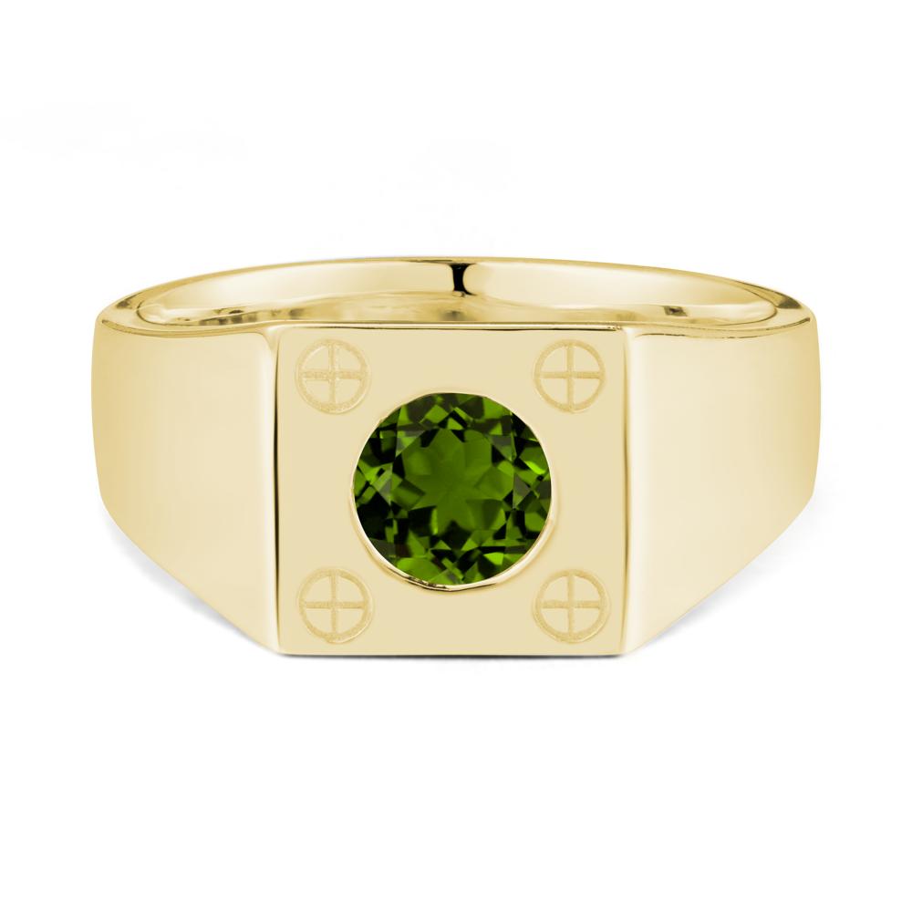 Bezel Setting Round Diopside Ring for Men - LUO Jewelry #metal_18k yellow gold