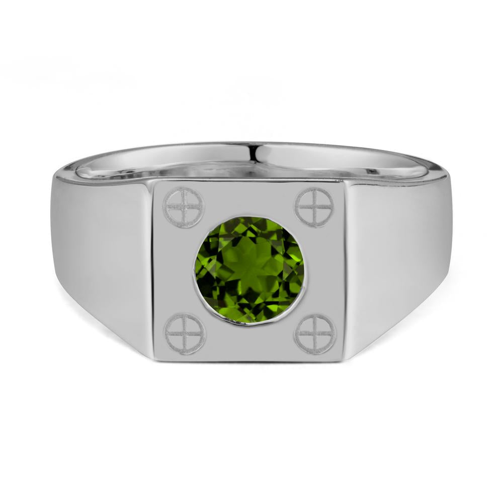 Bezel Setting Round Diopside Ring for Men - LUO Jewelry #metal_platinum
