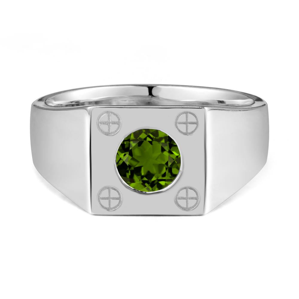 Bezel Setting Round Diopside Ring for Men - LUO Jewelry #metal_sterling silver