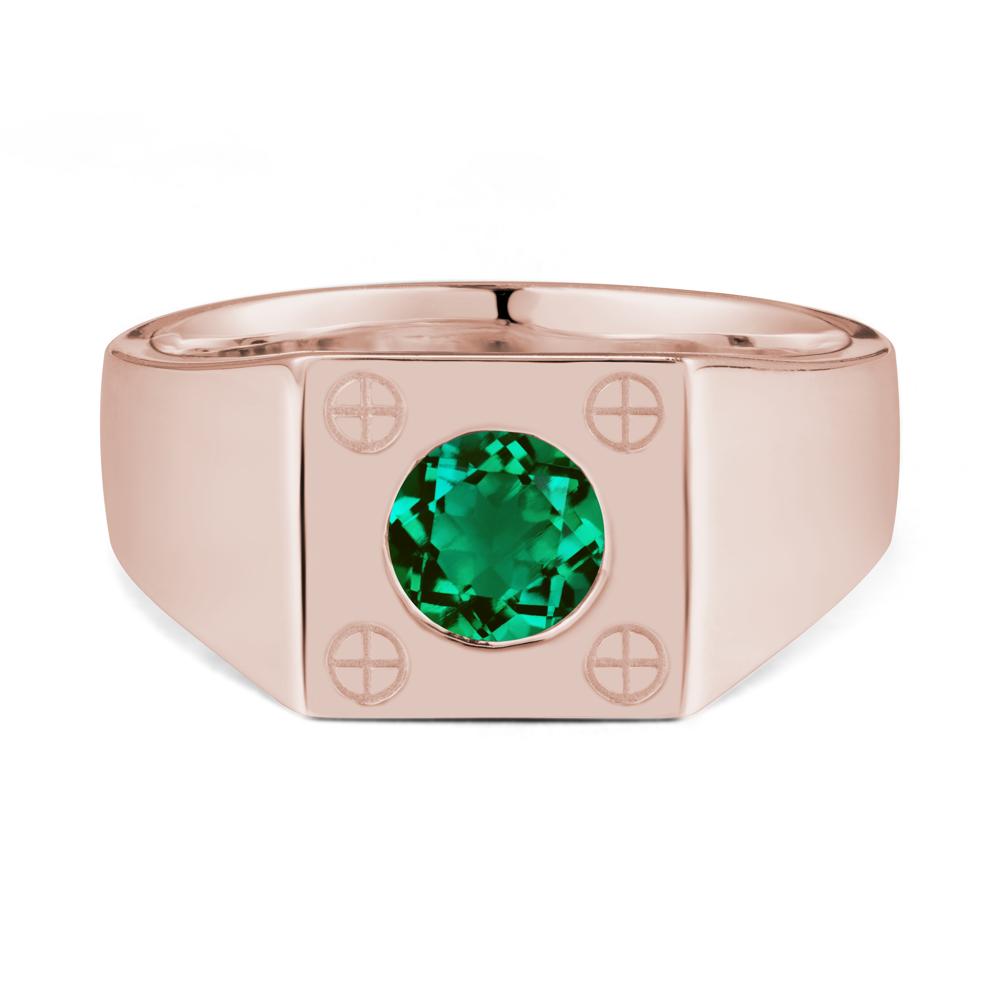Geometric Wide Band Emerald Ring - LUO Jewelry #metal_14k rose gold