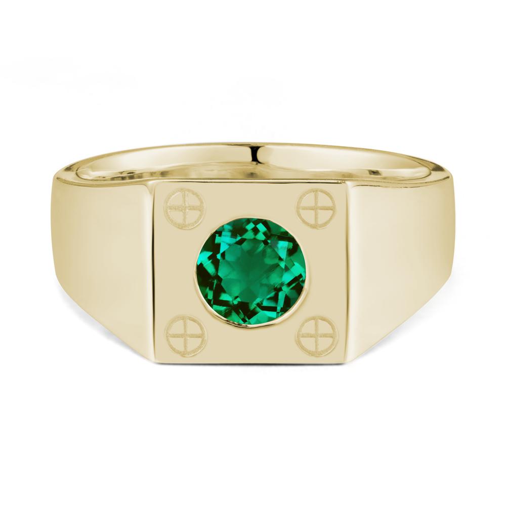 Geometric Wide Band Emerald Ring - LUO Jewelry #metal_14k yellow gold