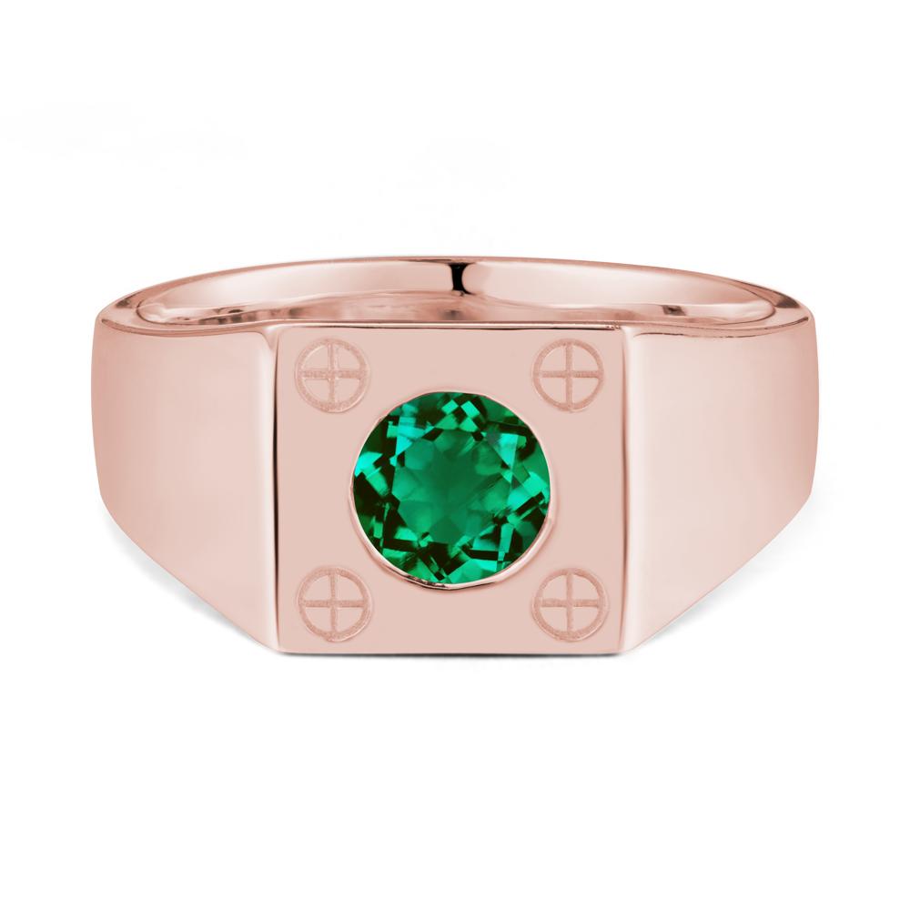 Geometric Wide Band Emerald Ring - LUO Jewelry #metal_18k rose gold