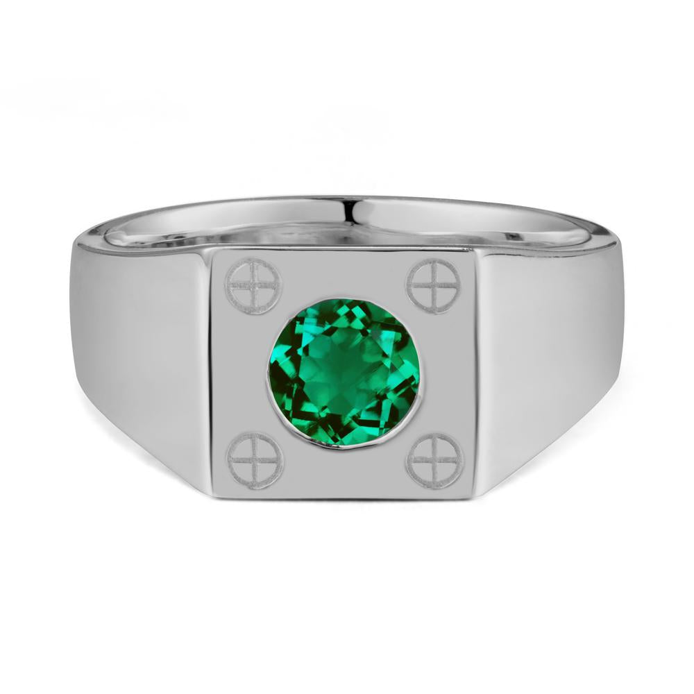 Geometric Wide Band Emerald Ring - LUO Jewelry #metal_platinum