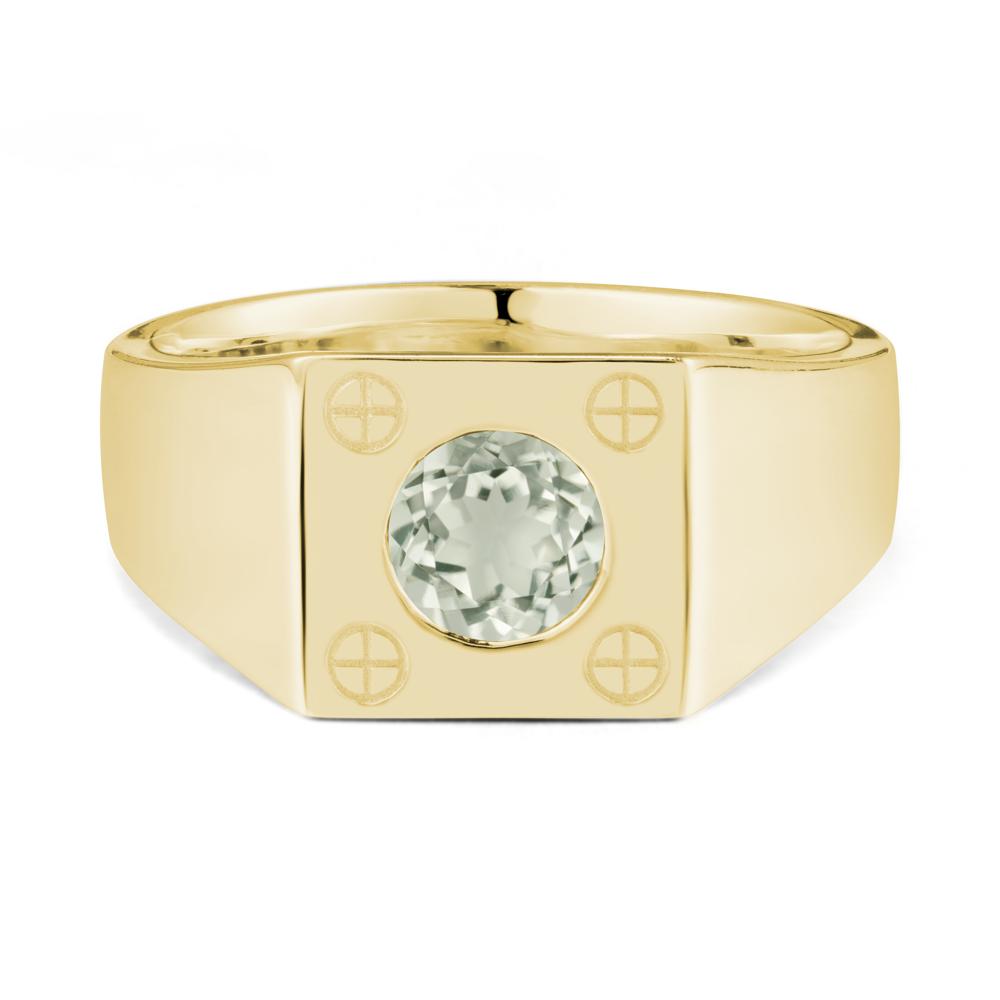 Geometric Wide Band Green Amethyst Ring - LUO Jewelry #metal_18k yellow gold