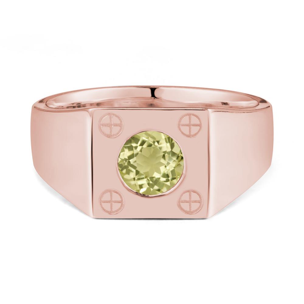 Geometric Wide Band Lemon Quartz Ring - LUO Jewelry #metal_18k rose gold