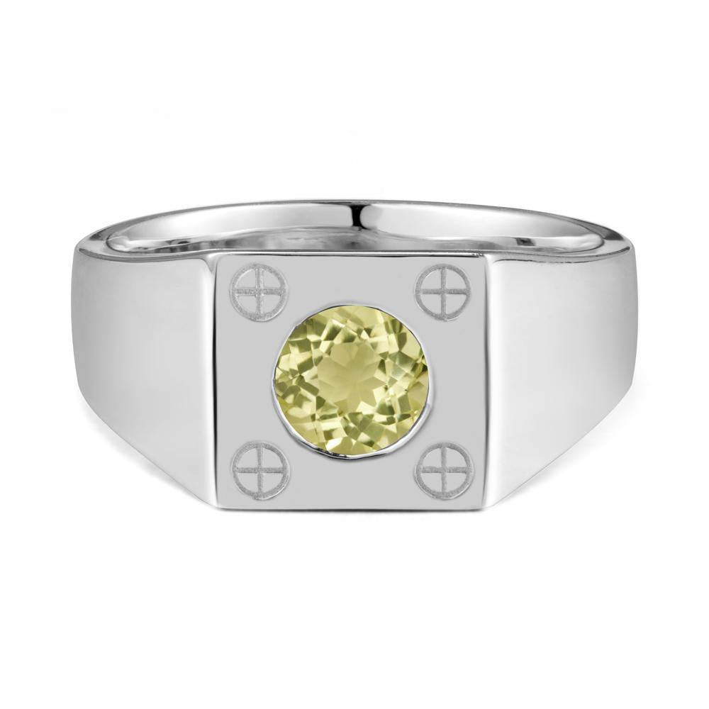 Geometric Wide Band Lemon Quartz Ring - LUO Jewelry #metal_sterling silver