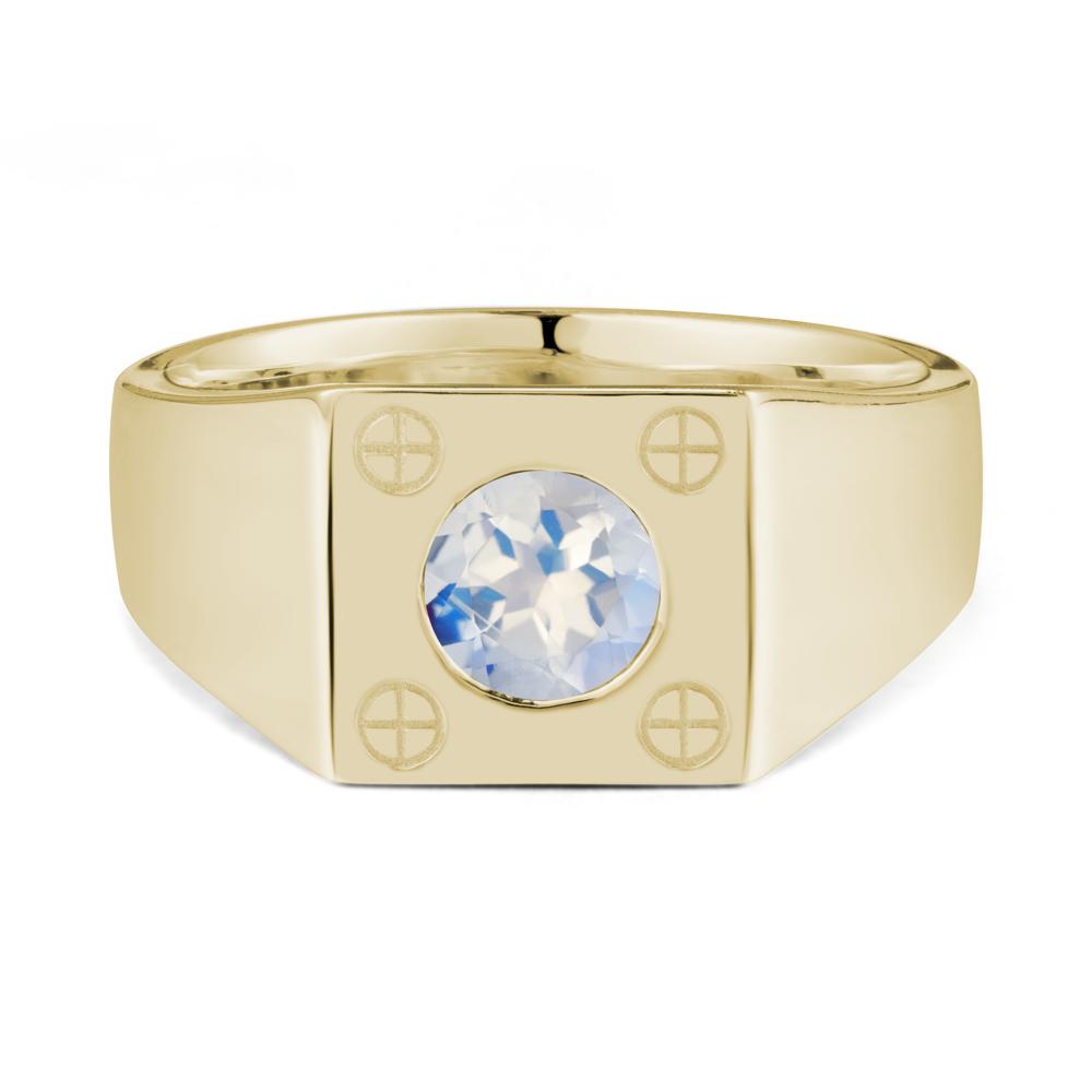 Bezel Setting Round Moonstone Ring for Men - LUO Jewelry #metal_14k yellow gold