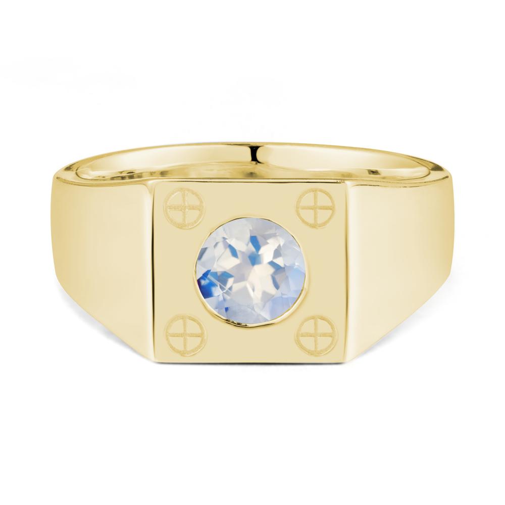 Bezel Setting Round Moonstone Ring for Men - LUO Jewelry #metal_18k yellow gold