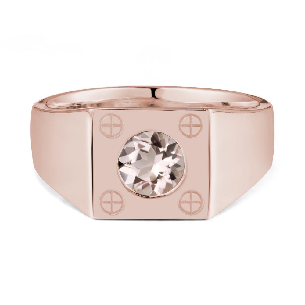 Geometric Wide Band Morganite Ring - LUO Jewelry #metal_14k rose gold