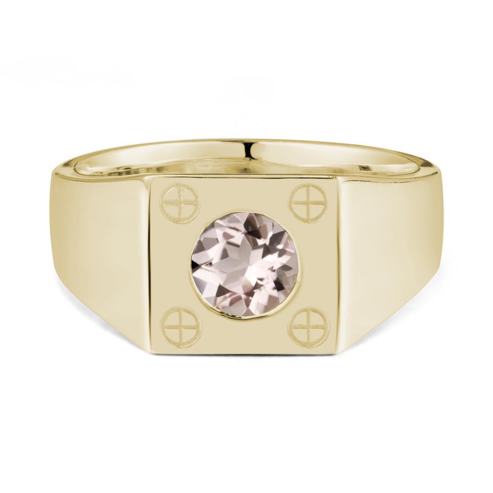 Geometric Wide Band Morganite Ring - LUO Jewelry #metal_14k yellow gold