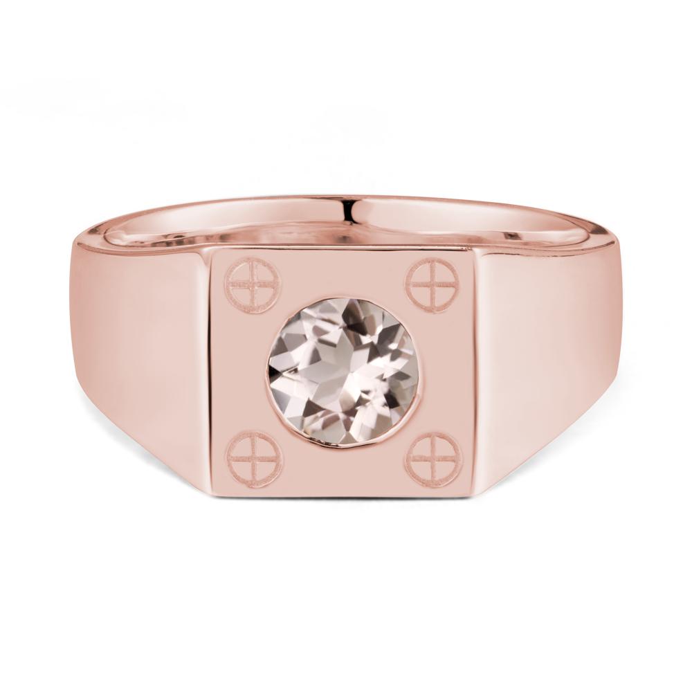 Geometric Wide Band Morganite Ring - LUO Jewelry #metal_18k rose gold