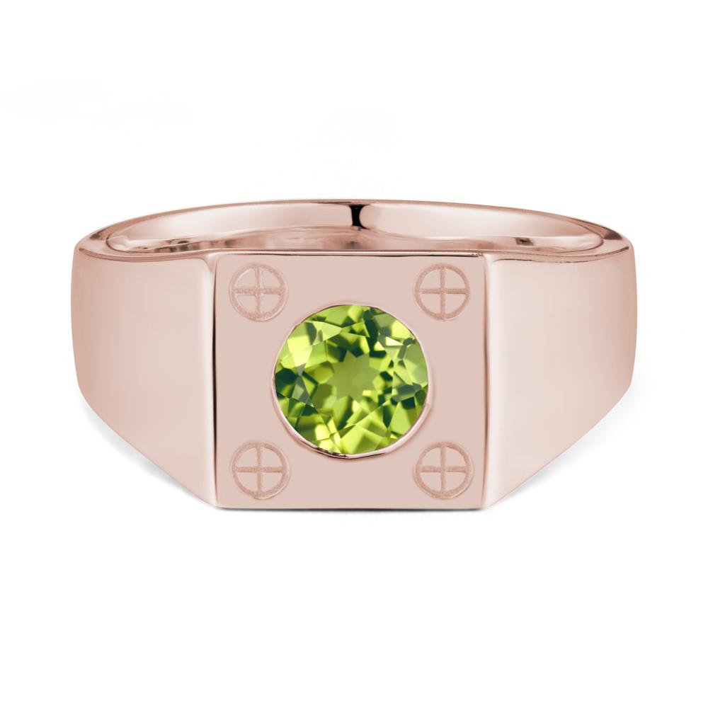Geometric Wide Band Peridot Ring - LUO Jewelry #metal_14k rose gold