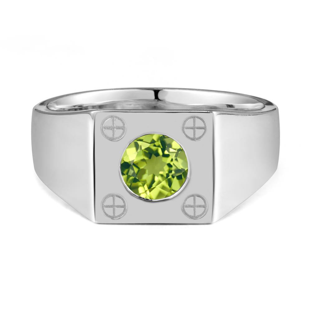 Geometric Wide Band Peridot Ring - LUO Jewelry #metal_14k white gold