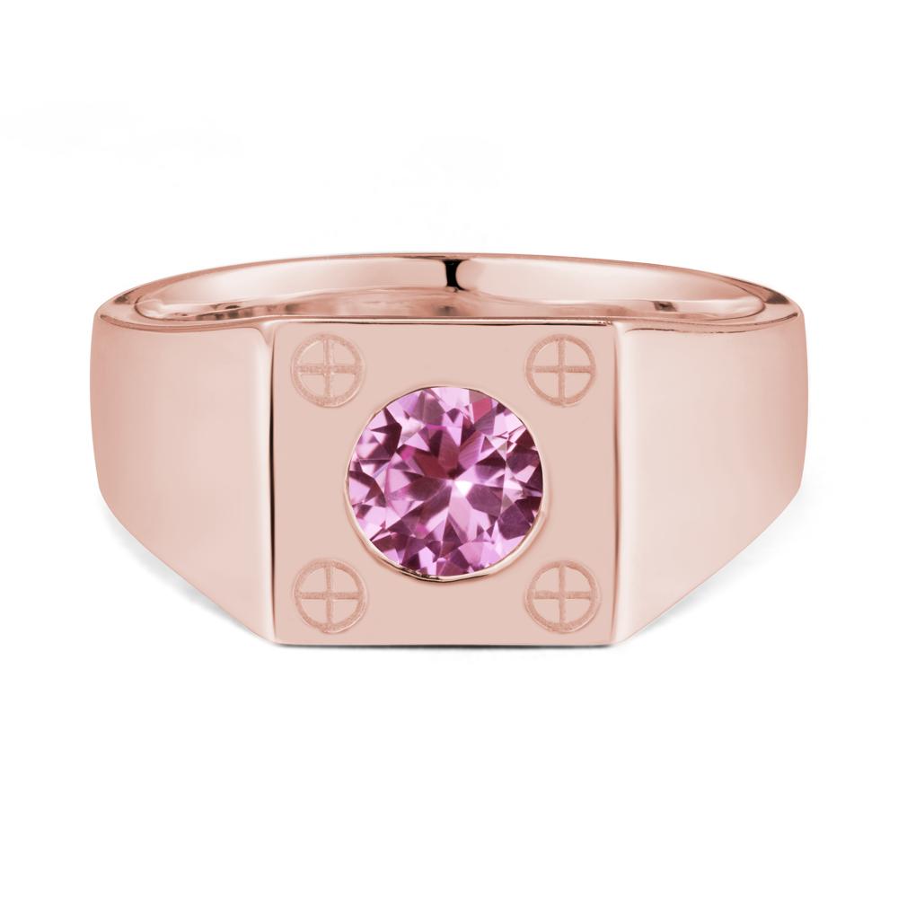 Geometric Wide Band Pink Sapphire Ring - LUO Jewelry #metal_18k rose gold