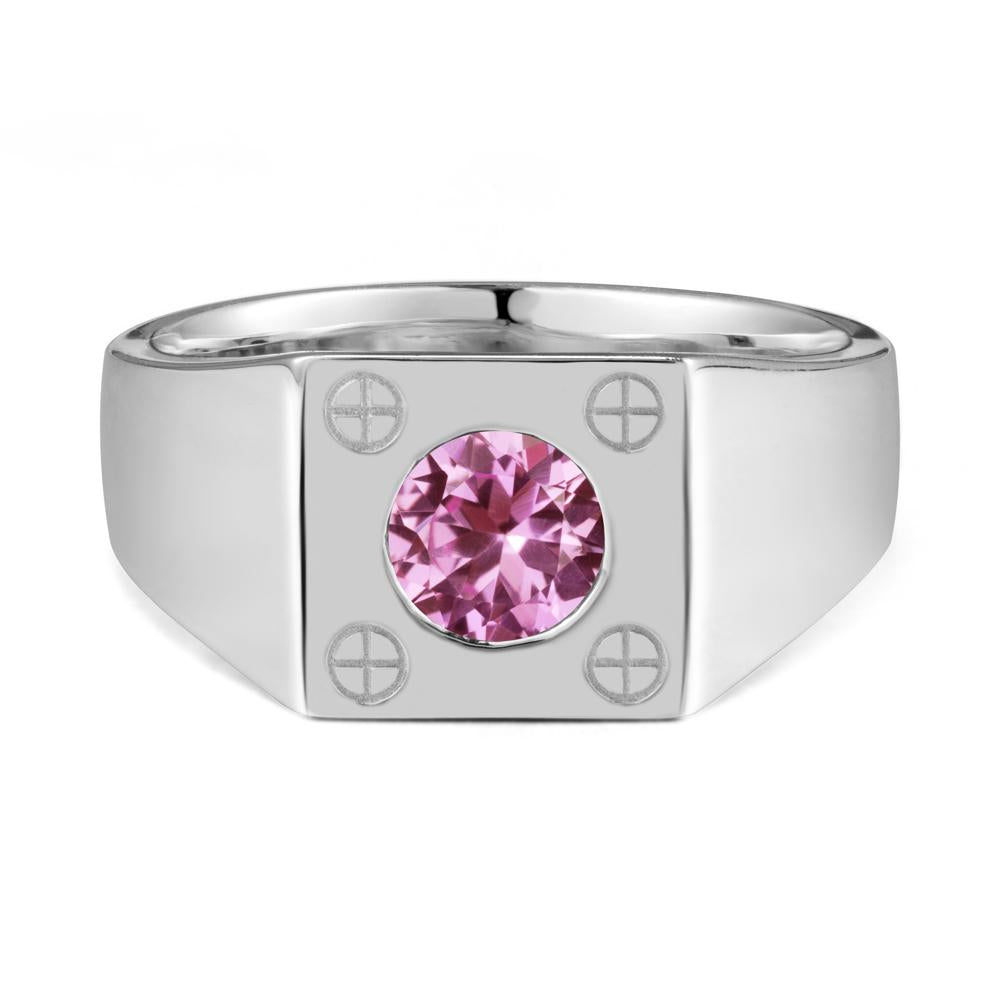 Geometric Wide Band Pink Sapphire Ring - LUO Jewelry #metal_sterling silver