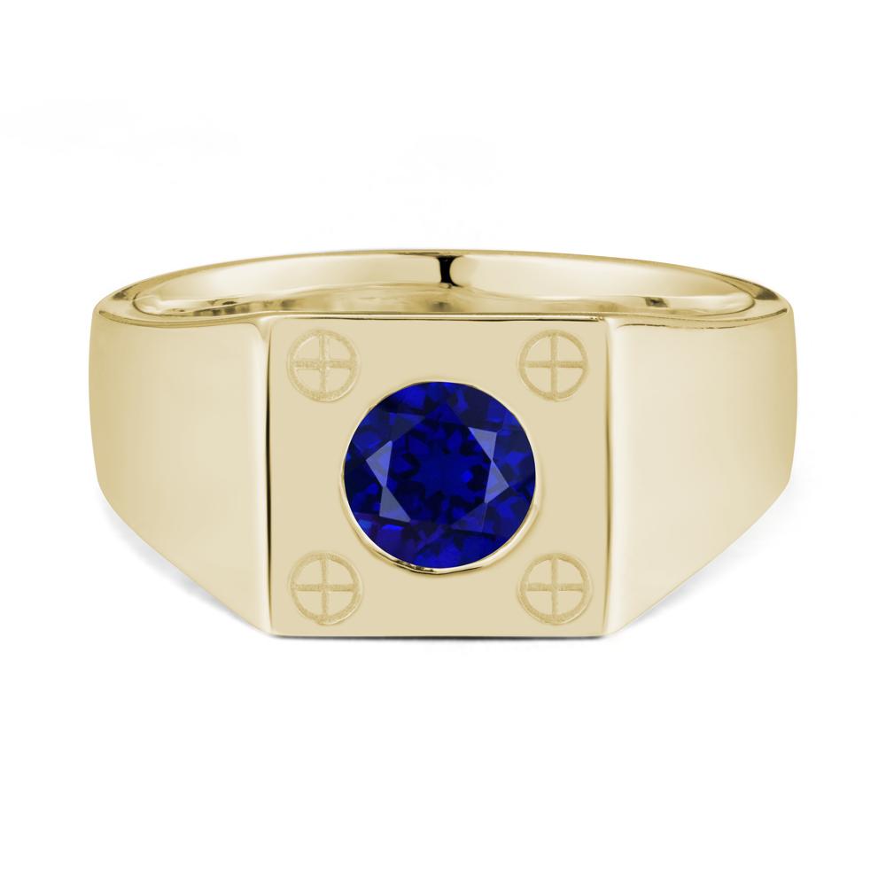 Geometric Wide Band Sapphire Ring - LUO Jewelry #metal_14k yellow gold