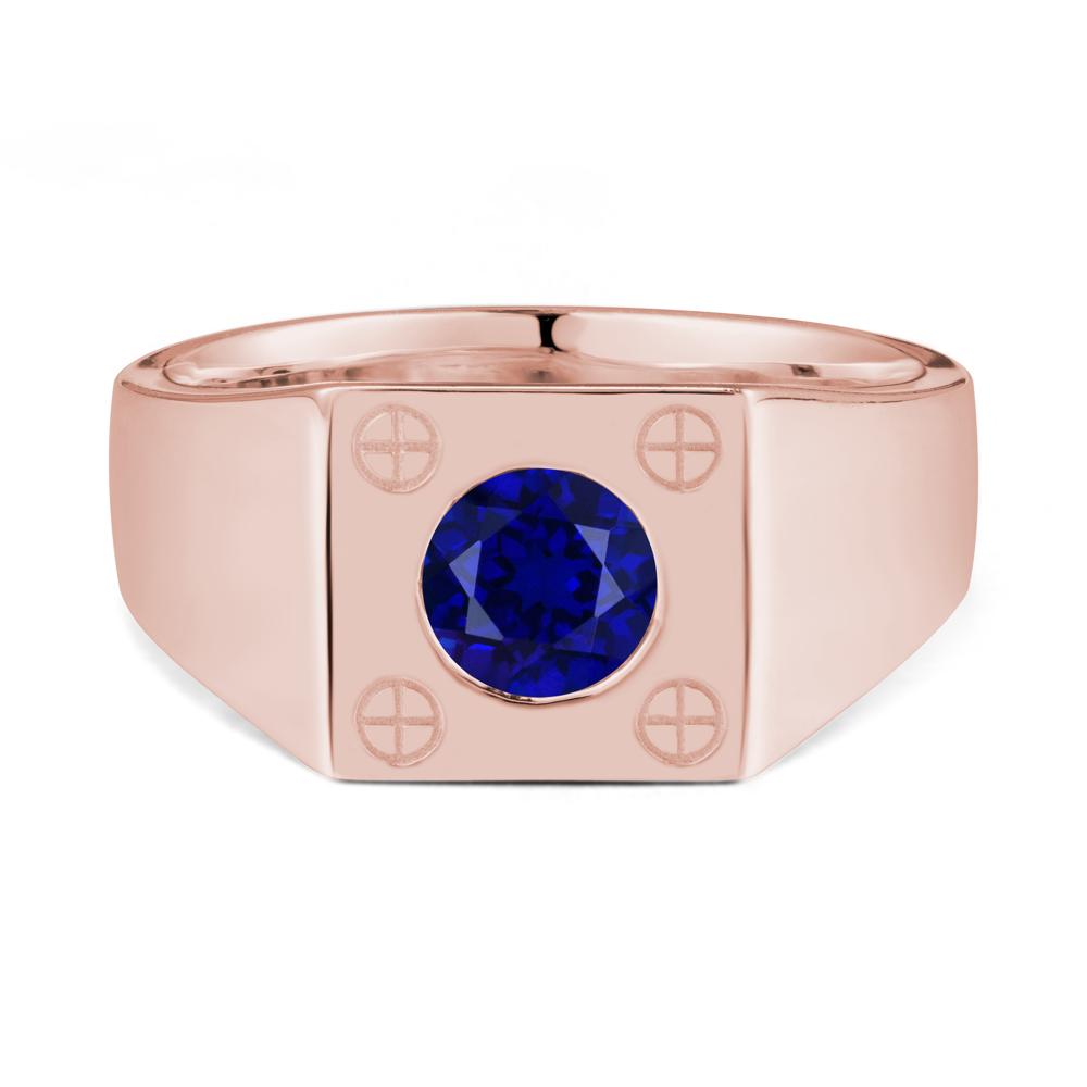 Geometric Wide Band Sapphire Ring - LUO Jewelry #metal_18k rose gold