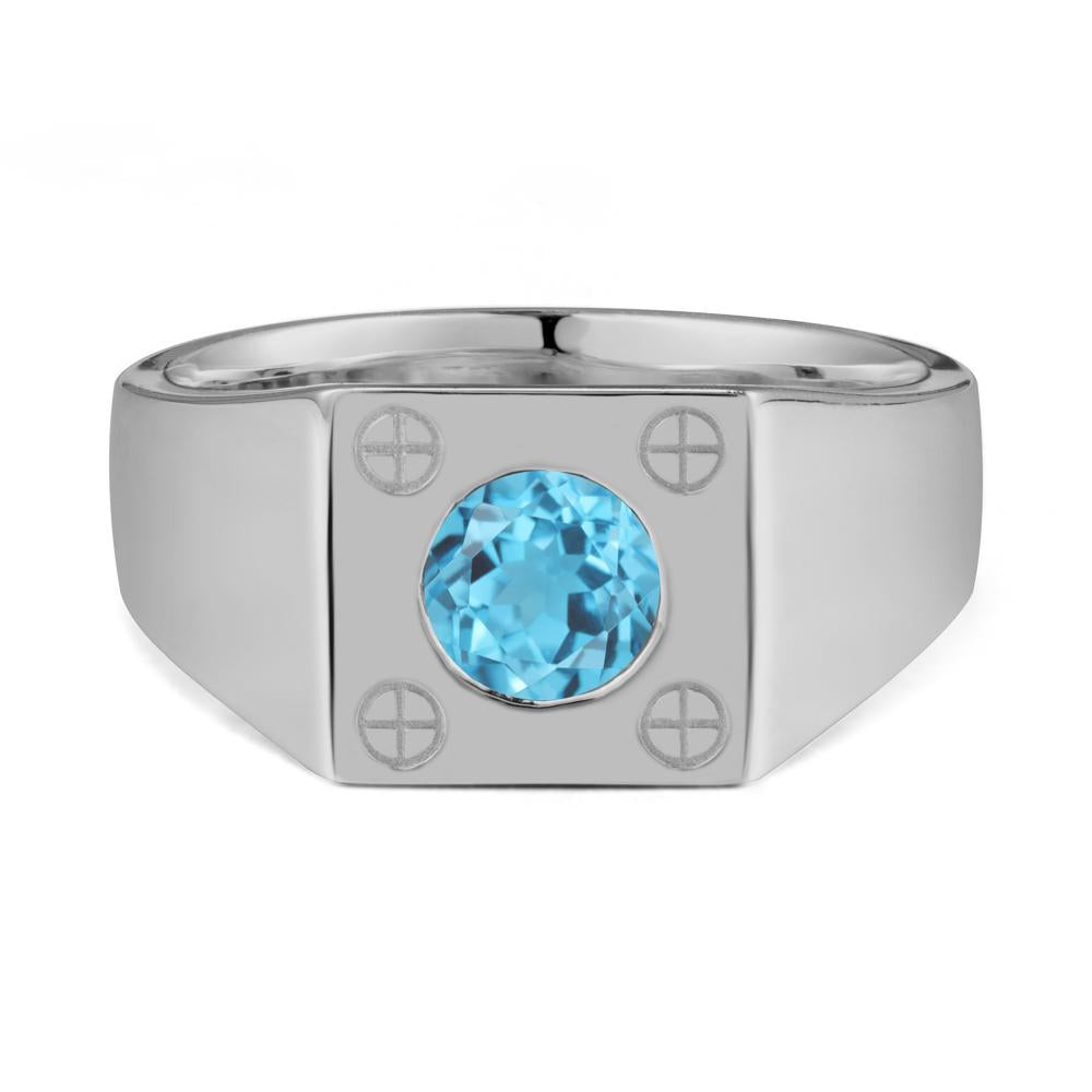 Geometric Wide Band Swiss Blue Topaz Ring - LUO Jewelry #metal_platinum