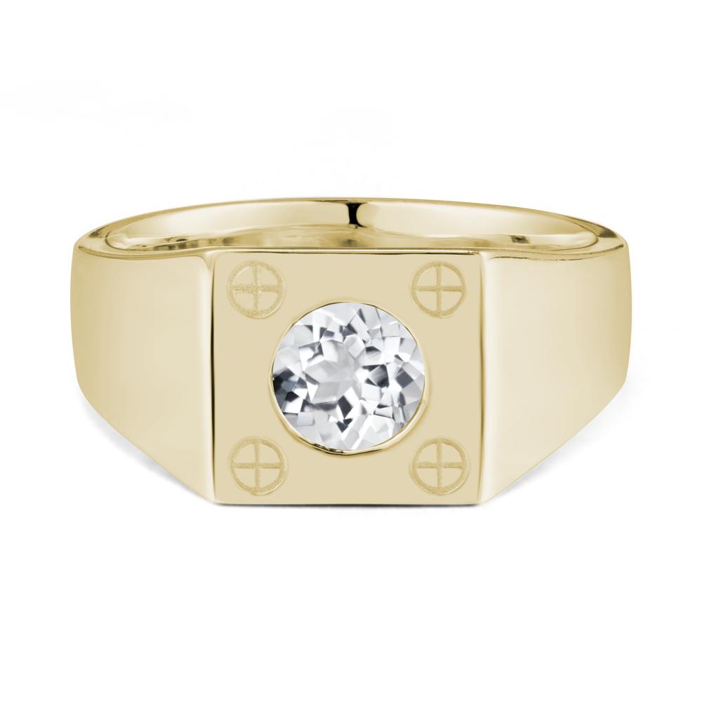 Geometric Wide Band White Topaz Ring - LUO Jewelry #metal_14k yellow gold