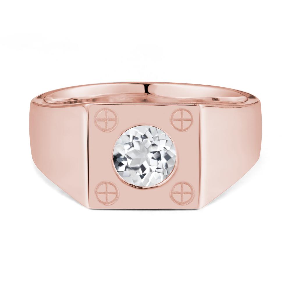 Geometric Wide Band White Topaz Ring - LUO Jewelry #metal_18k rose gold