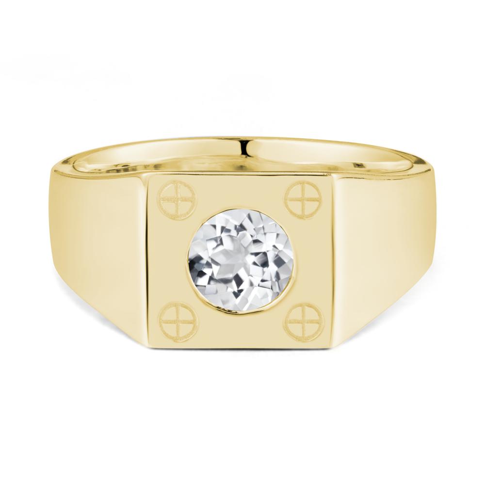 Geometric Wide Band White Topaz Ring - LUO Jewelry #metal_18k yellow gold