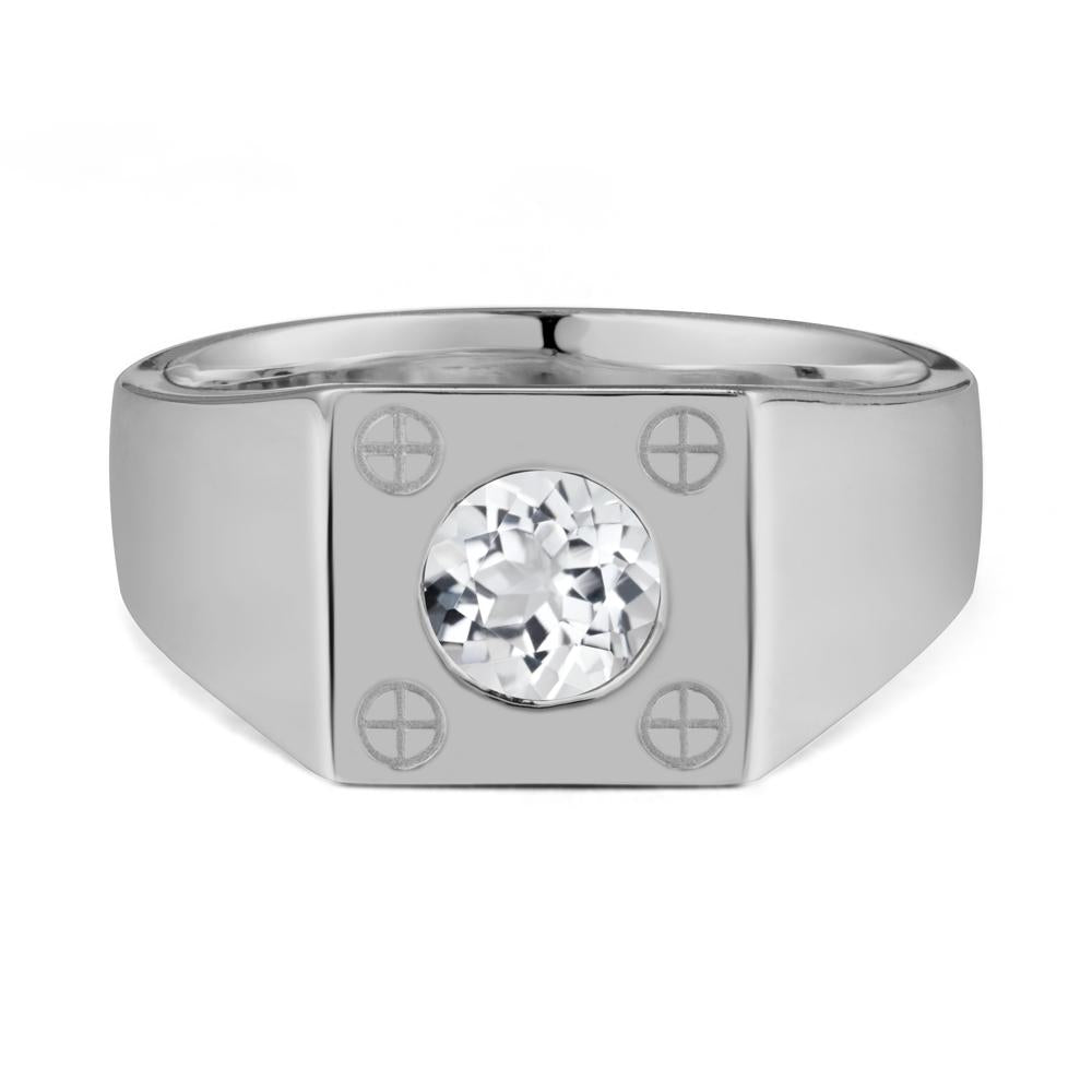 Geometric Wide Band White Topaz Ring - LUO Jewelry #metal_platinum