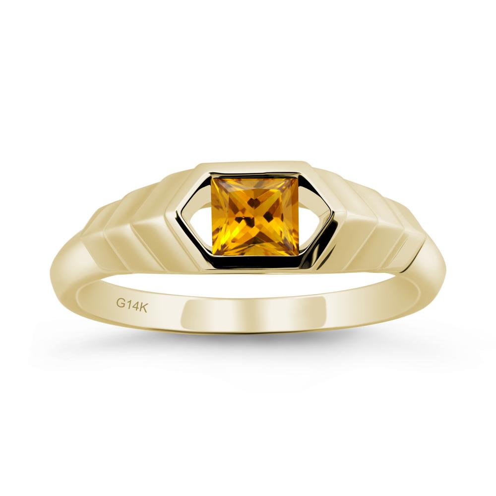 Asscher Citrine Ring with Hexagon Frame - LUO Jewelry #metal_14k yellow gold