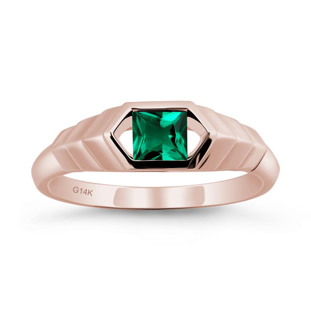 Asscher Emerald Ring with Hexagon Frame - LUO Jewelry #metal_14k rose gold