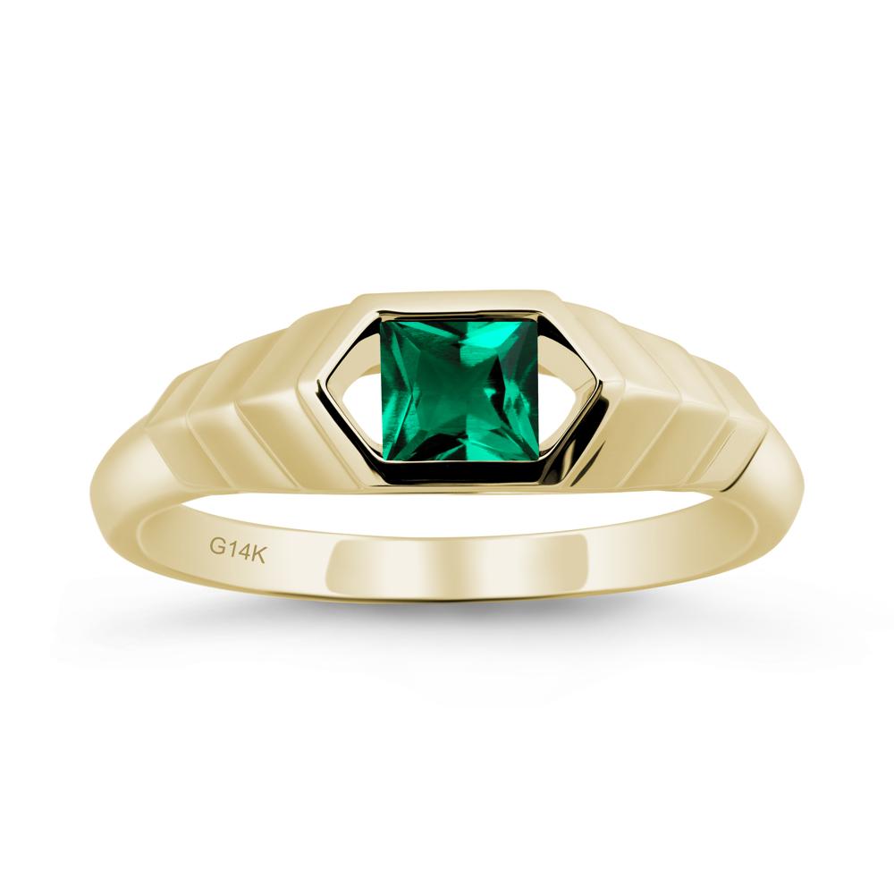 Asscher Emerald Ring with Hexagon Frame - LUO Jewelry #metal_14k yellow gold