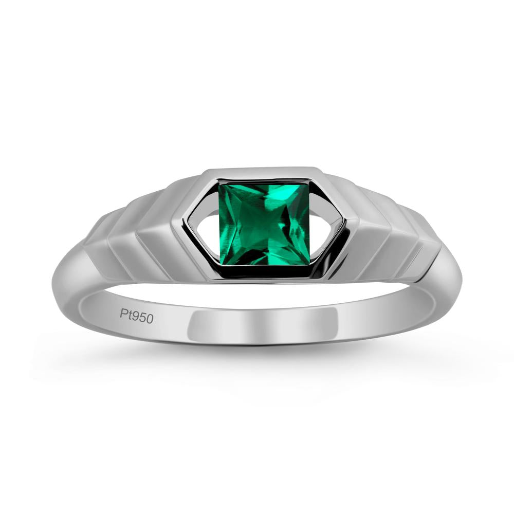 Asscher Emerald Ring with Hexagon Frame - LUO Jewelry #metal_platinum