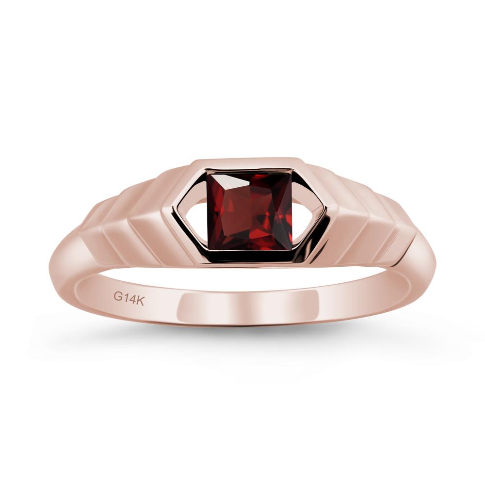 Asscher Garnet Ring with Hexagon Frame - LUO Jewelry #metal_14k rose gold