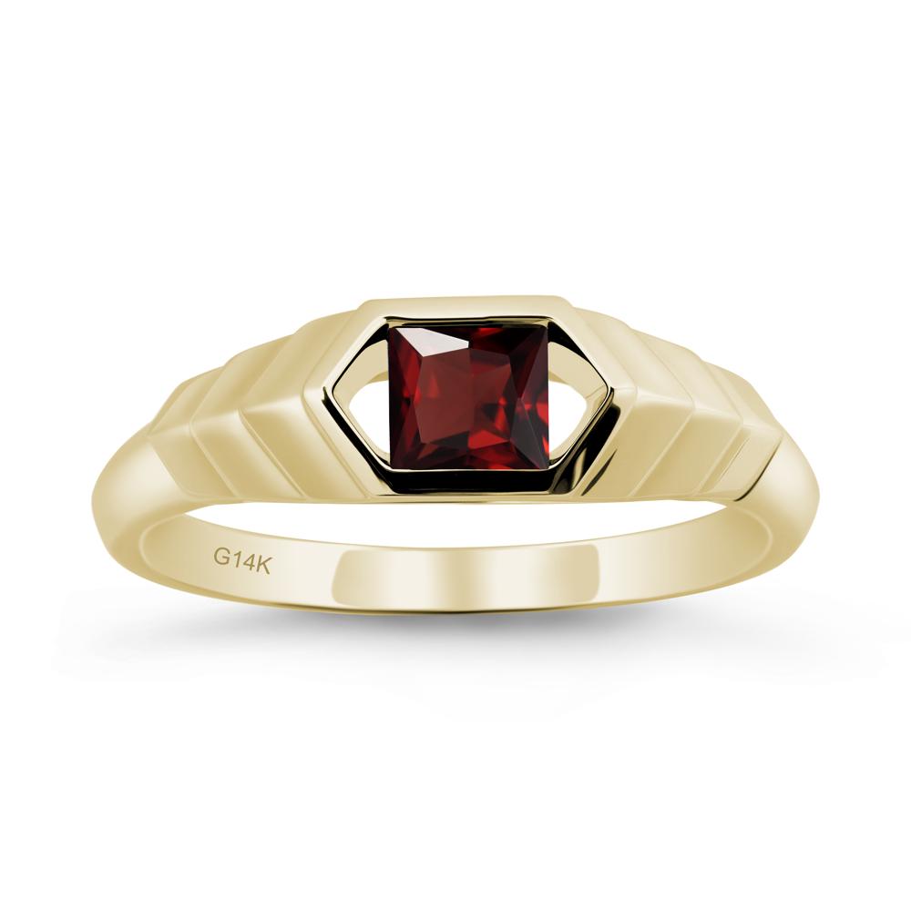 Asscher Garnet Ring with Hexagon Frame - LUO Jewelry #metal_14k yellow gold
