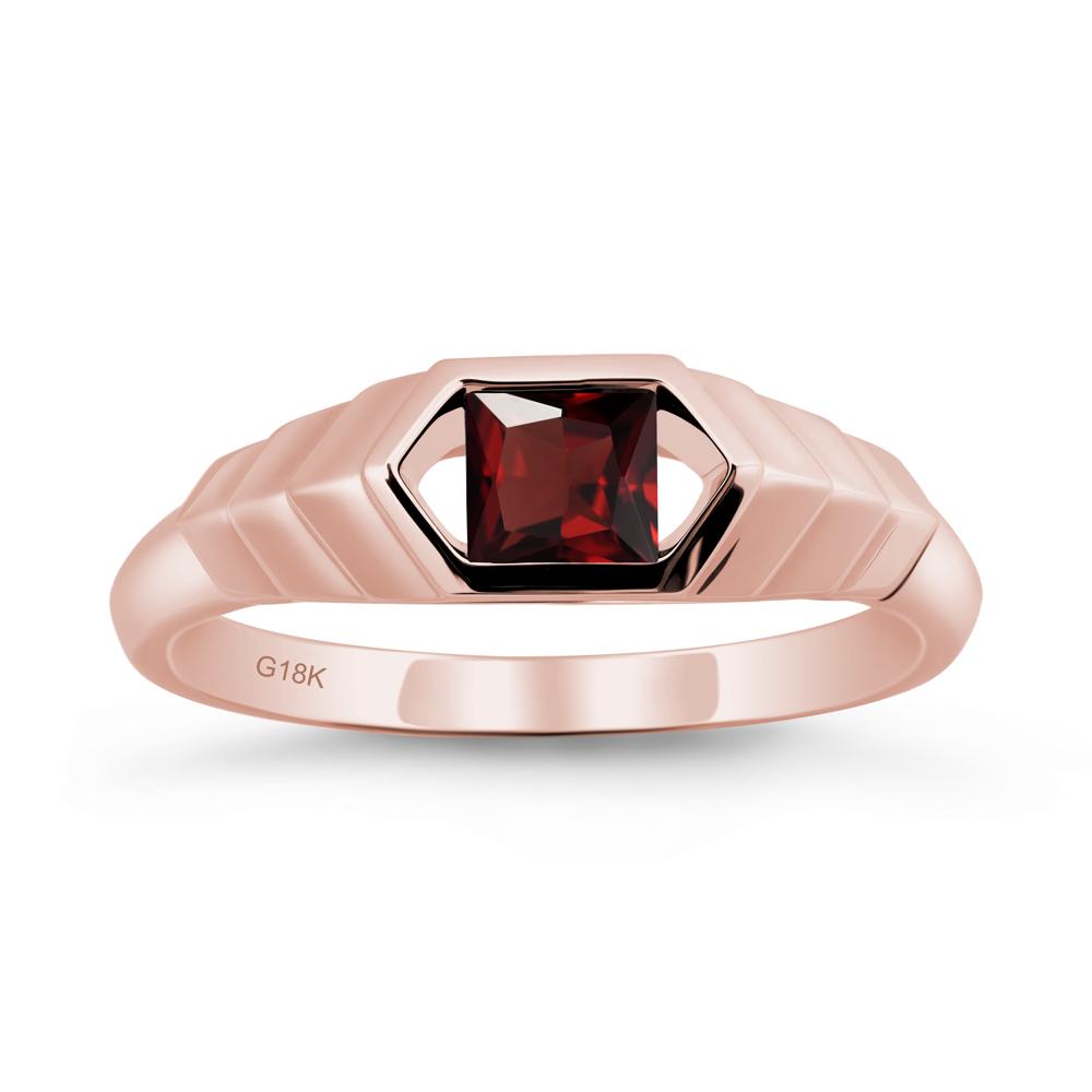 Asscher Garnet Ring with Hexagon Frame - LUO Jewelry #metal_18k rose gold