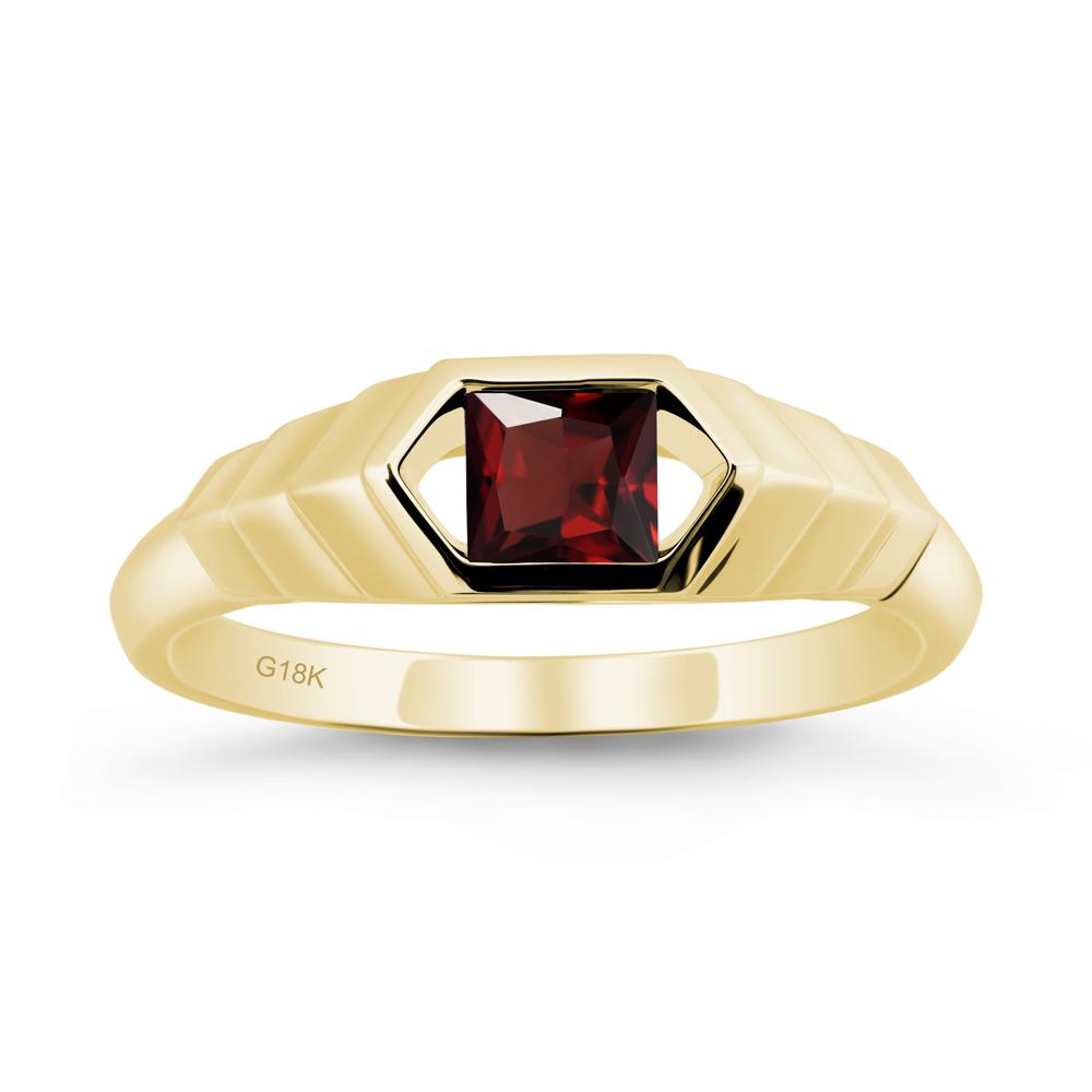 Asscher Garnet Ring with Hexagon Frame - LUO Jewelry #metal_18k yellow gold
