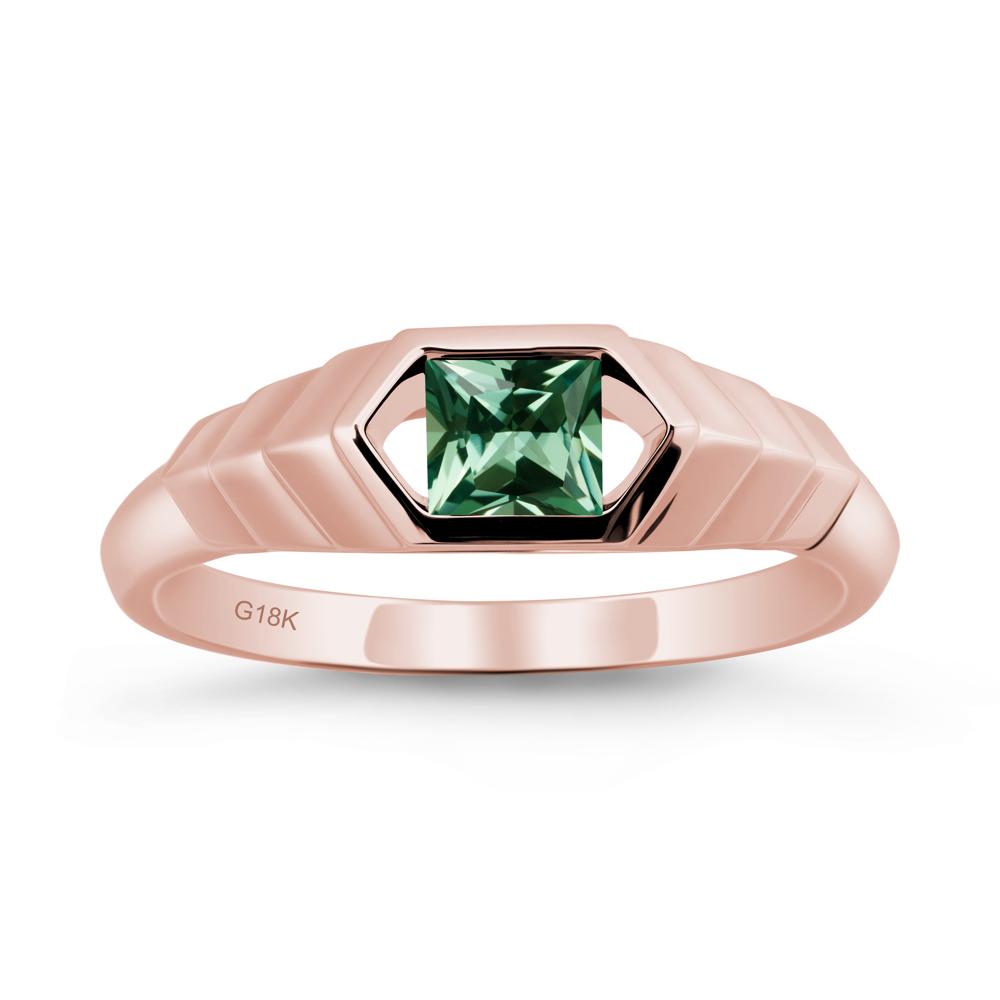 Asscher Green Sapphire Ring with Hexagon Frame - LUO Jewelry #metal_18k rose gold